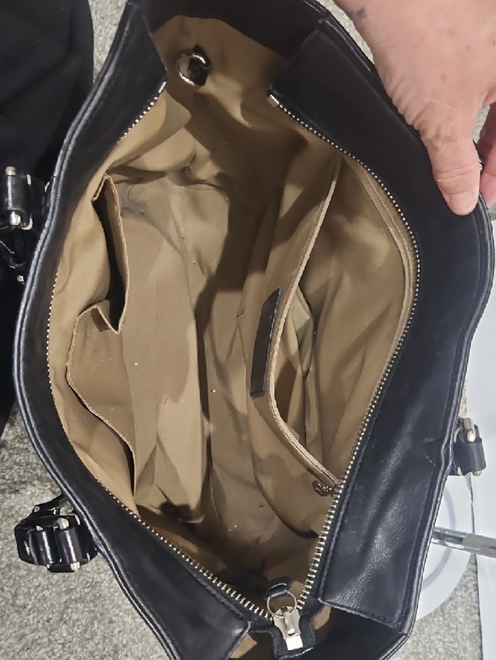 Coach Hampton Black Leather Tote with Contrast Stitching and Buckle Straps - Picture 7 of 13